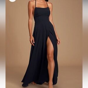 Lulus Dreamy Romance Black Backless Dress